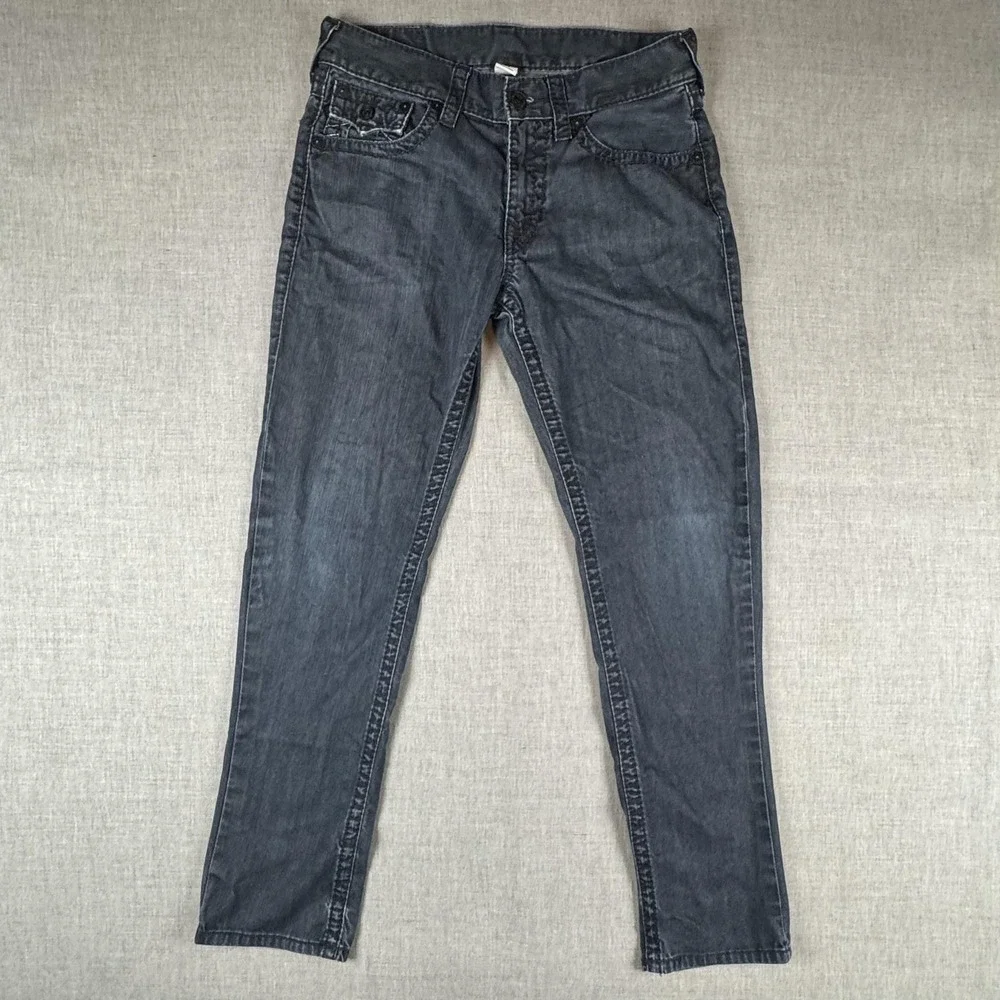 True Religion Section Straight Jeans Mens 33x31 Blue Dark Wash Regular Fit Denim